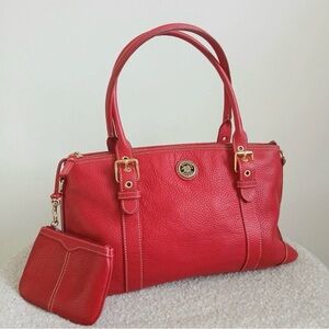 Vintage Dooney & Bourke red pebbled leather bag.